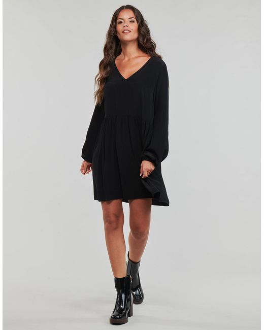 Vila Black Dress Vifini L/s Short Dress
