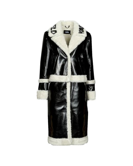 Karl Lagerfeld Black Faux Shearling Transform Coat Coat