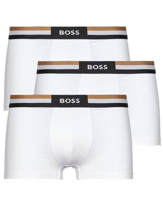 Boss White Boxer Shorts Trunk 3p Motion for men