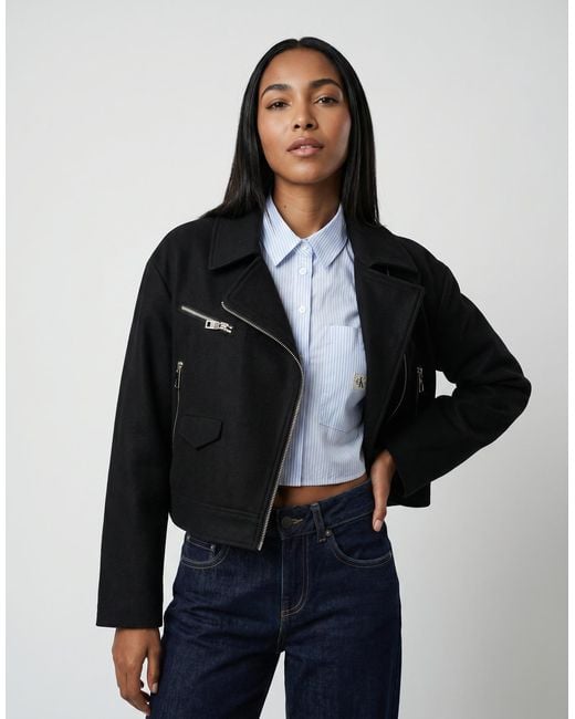 ONLY Black Leather Jacket Onlnancy Biker Jacket Otw