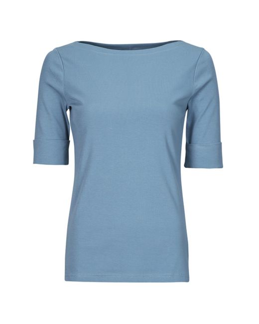 Lauren by Ralph Lauren Blue T Shirt Judy-elbow Sleeve-knit