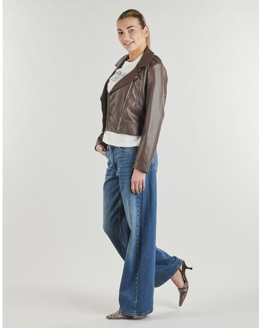 ONLY Brown Leather Jacket Onlcarmen Faux Leather