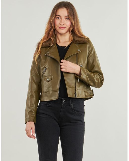 ONLY Green Leather Jacket Onlvilhelma