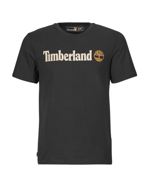 Timberland Black T Shirt Linear Logo Short Sleeve Tee for men