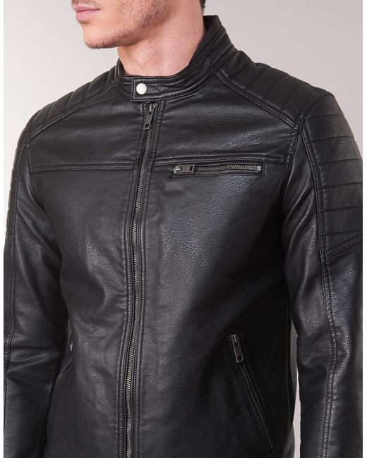 Jack & Jones Jcorocky Men's Leather Jacket In Black for Men | Lyst UK