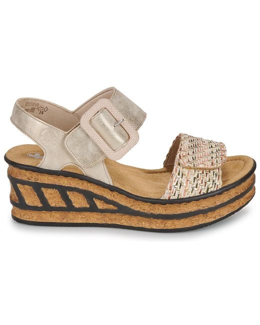Rieker Metallic Wedge Sandals 68172-60
