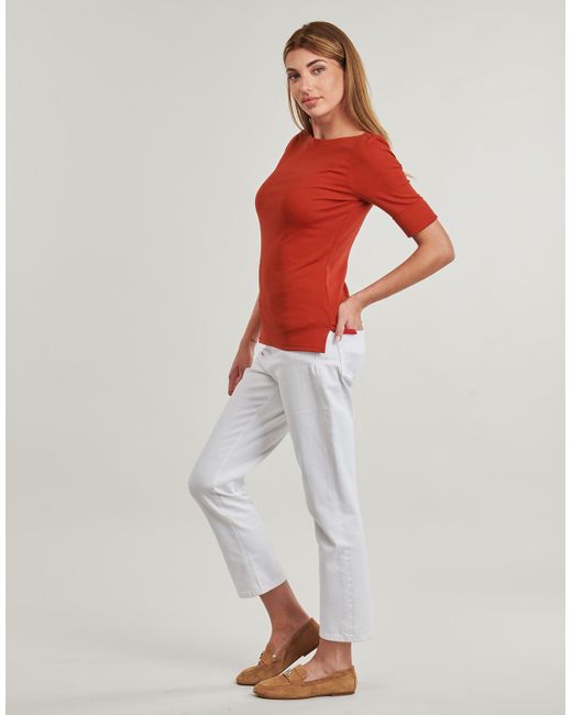 Ralph Lauren Red Long Sleeve T-shirt Judy-elbow Sleeve-knit