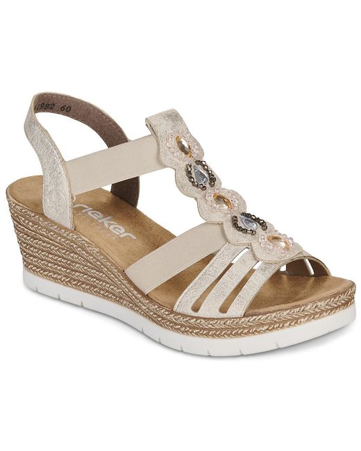 Rieker Metallic Wedge Sandals 619b2-60