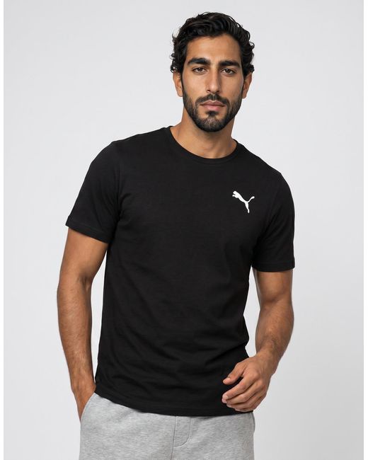 PUMA Black Ess Cat Logo Tee T Shirt for men