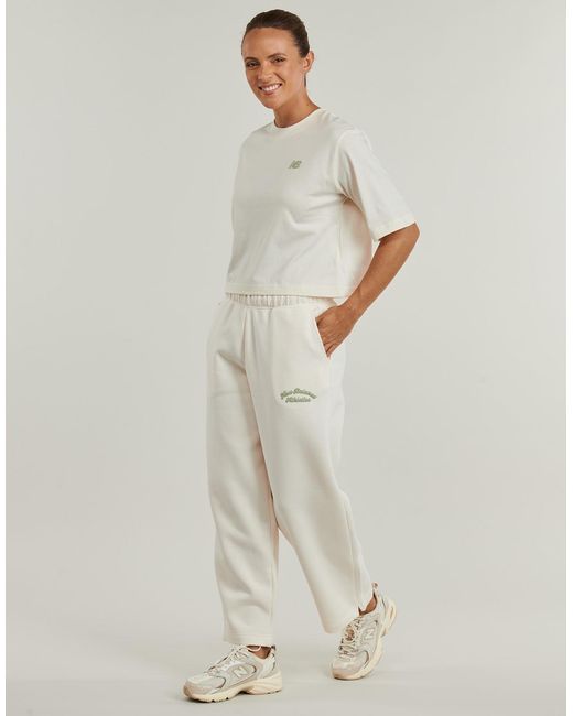 New Balance White T Shirt Linear Heritage Relaxed T-shirt