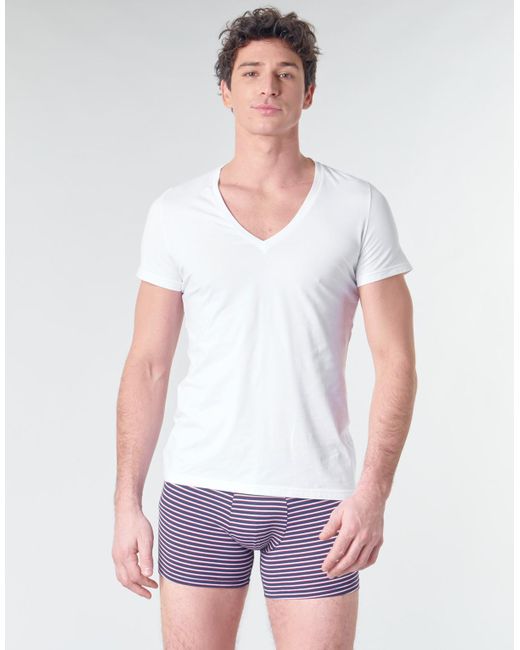 Hom White Sup' Cotton Tshirt Col V Profond T Shirt for men