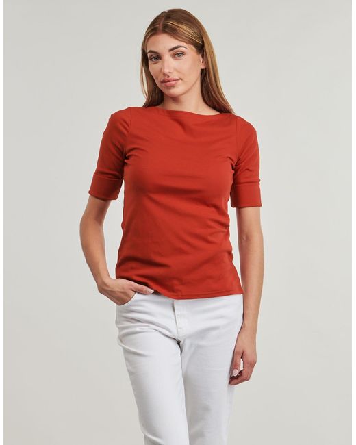 Ralph Lauren Red Long Sleeve T-shirt Judy-elbow Sleeve-knit