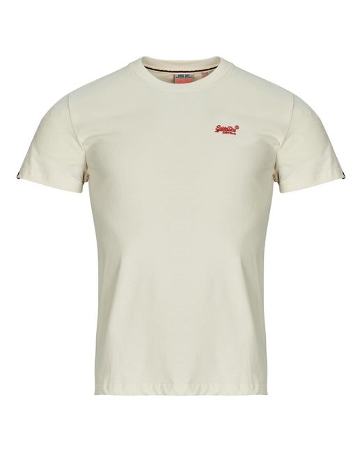 Superdry White T Shirt Essential Logo Emb Tee for men