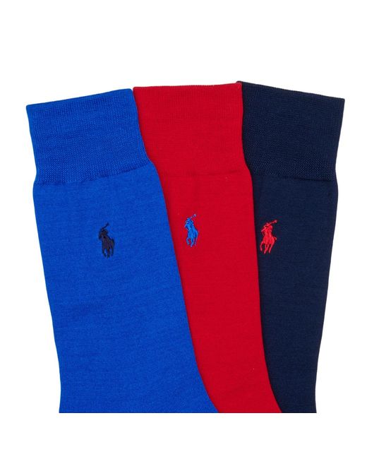 Polo Ralph Lauren Blue High Socks Mercerzd Ctn Crew Sock 3 Pack for men