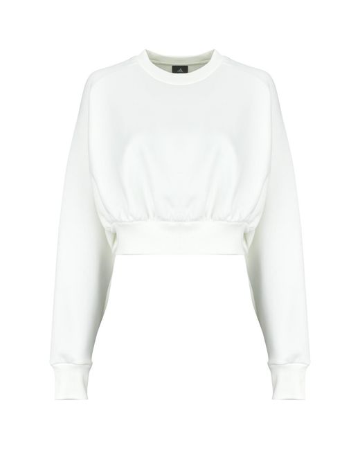 Adidas White Sweatshirts Soft Lux Loose Sweatshirt