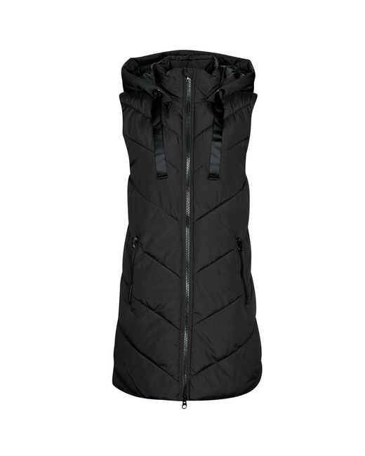 Jdy Black Duffel Coats Skylar Padded Hood Waistcoat Otw
