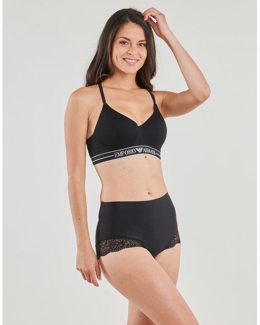 Emporio Armani Black Sports Bras Everyday Cotton Padded Soft Coutour Bra