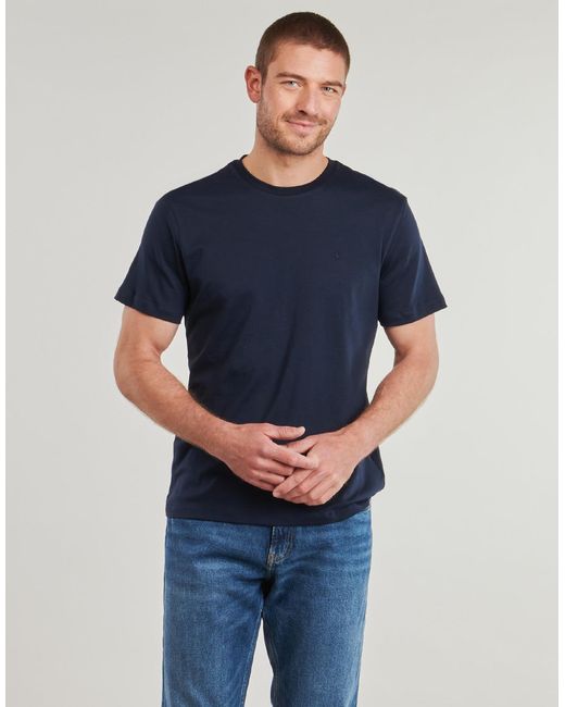 Calvin Klein Blue T Shirt Ss Supima Chest Emb Crewneck Tee for men