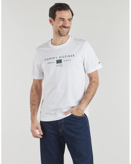 Tommy Hilfiger White T Shirt Brand Love Mono Stack Tee for men