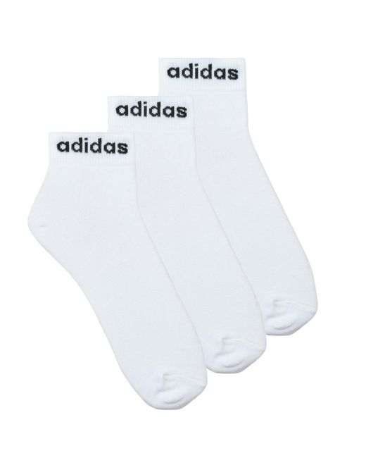 Adidas White Socks Think Linear Ankle Socks 3 Pairs