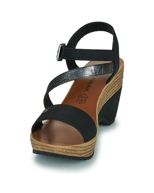 Chattawak Black Wedge Sandals Maelle