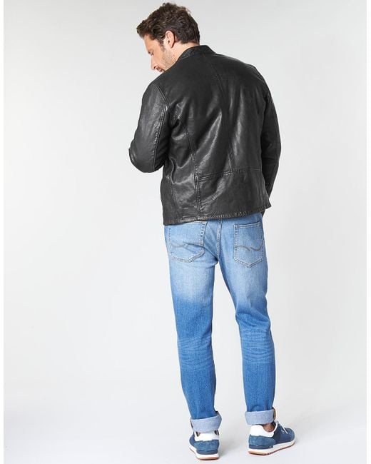 leather jacket and jeans men