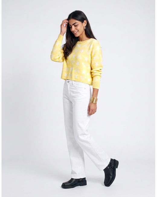 Roxy Yellow Sweater Messy Star Sweater