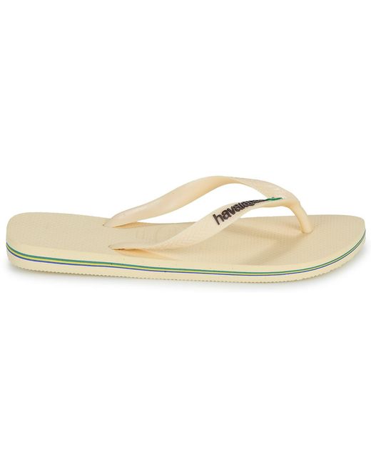 Havaianas White Flip Flops / Sandals (shoes) Brasil Logo