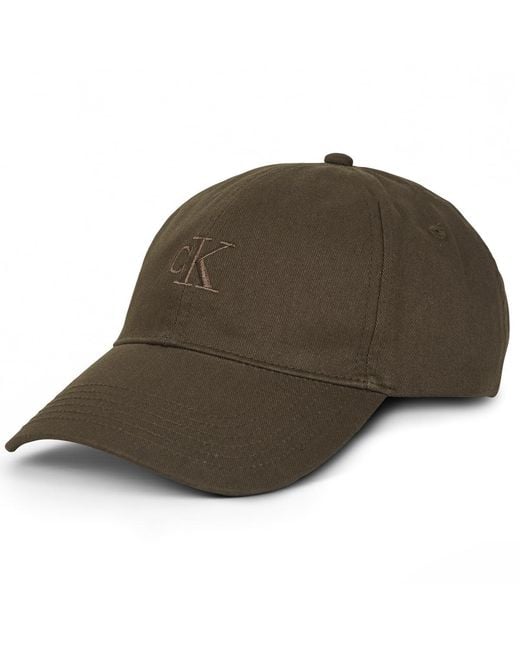 Calvin Klein Green Cap Monogram Embroidery Baseball Cap