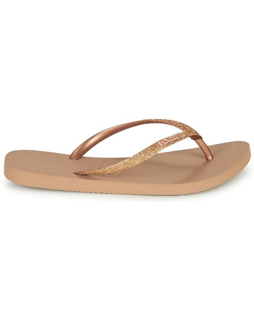 Havaianas Brown Slim Glitter Flip Flops / Sandals (shoes)