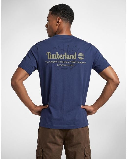 Timberland Blue T Shirt Bootmakers Tools for men
