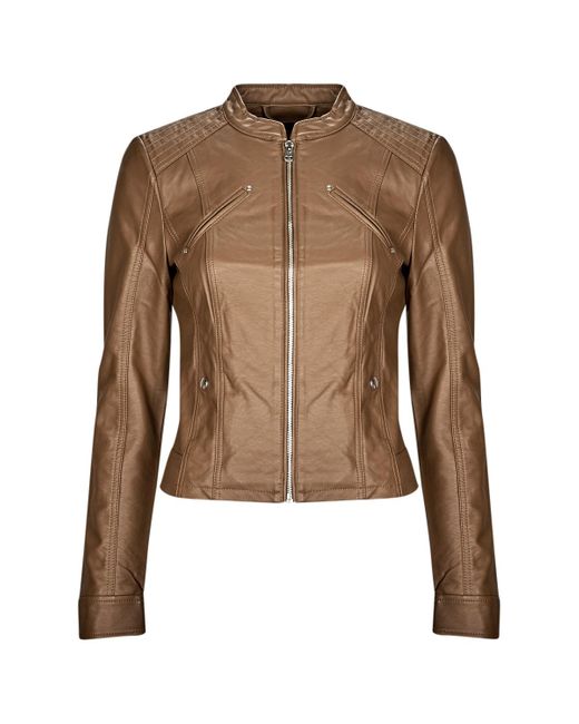 Vero Moda Brown Leather Jacket Vmfavodona Coated Jacket Noos