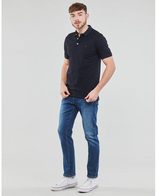 Jack & Jones Blue Polo Shirt Jjepaulos Polo Ss for men