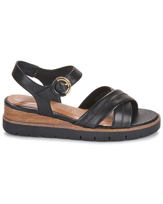 Tamaris Black Wedge Sandals 28202-003