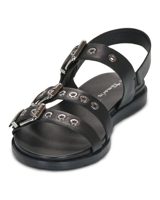 Tamaris Black Flat Sandals 28127