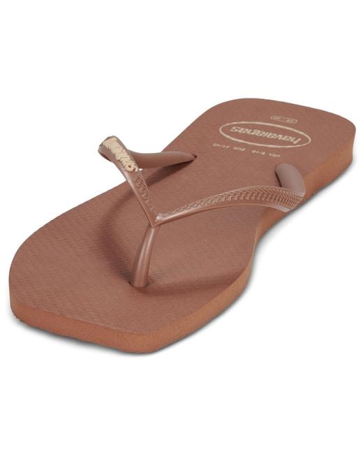 Havaianas Brown Flip Flops / Sandals (shoes) Square Logo Pop Up