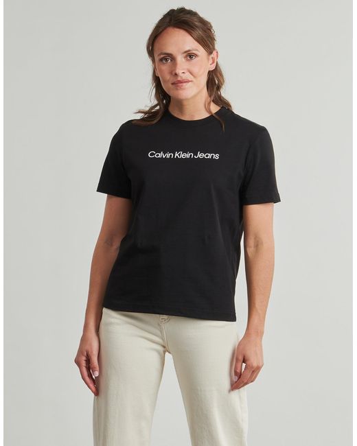 Calvin Klein Black T Shirt A- Inst. Logo Classic Tee Ss