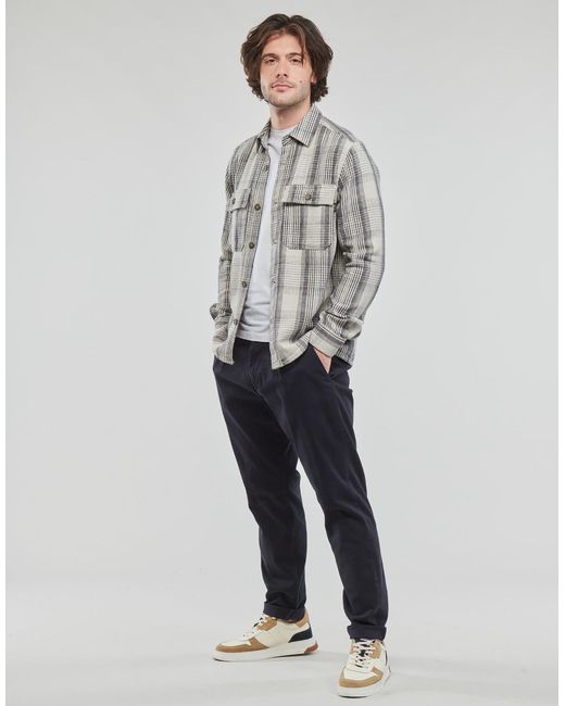 Only & Sons Gray Long Sleeved Shirt Onsscott Ls Check Flannel Overshirt 4162 for men