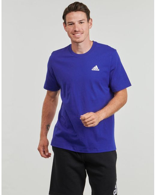 Adidas Purple T Shirt Essentials Single Jersey Embroidered Small Logo T-shirt for men