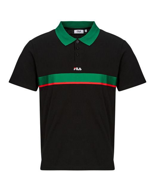 Fila Black Polo Shirt Sagano Relaxed Taped Polo Shirt for men