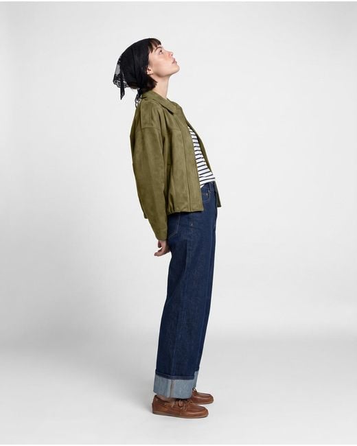 ONLY Green Jacket Onlmoon-stina Faux Suede Bomber
