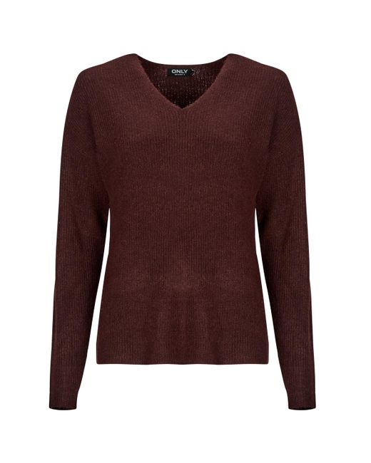 ONLY Brown Sweater Onlcamilla V-neck L/s Pullover Knt