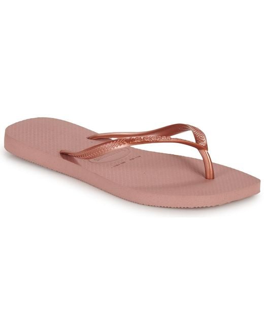 Havaianas Pink Flip Flops / Sandals (shoes) Slim Square