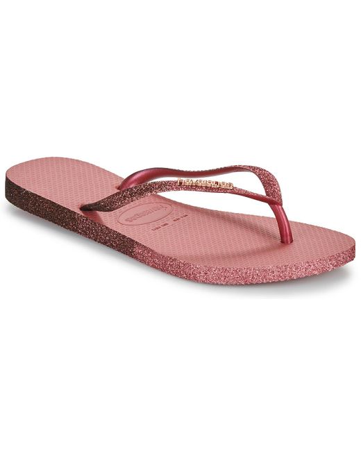 Havaianas Pink Flip Flops / Sandals (shoes) Slim Sparkle Ii
