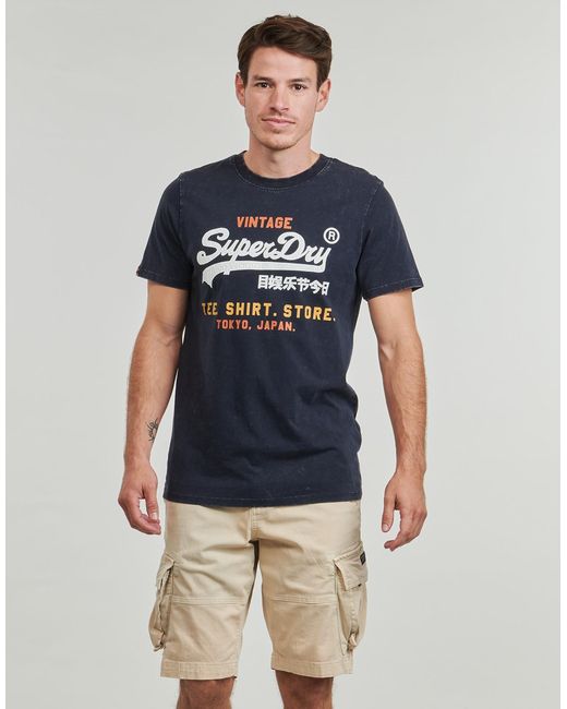 Superdry Blue T Shirt Bi Cali Relaxed for men