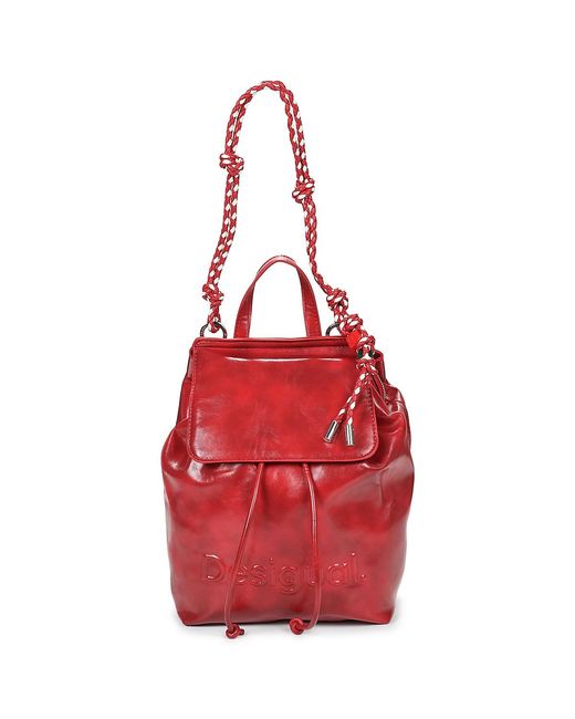 Desigual Red Backpack Backpack Half Logo Luena