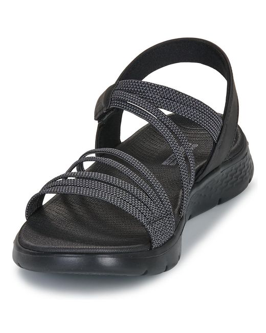 Skechers Black Flat Sandals Go Walk Flex Sandal Emma
