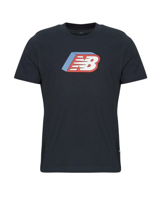 New Balance Blue T Shirt Cubed Logo T-shirt for men