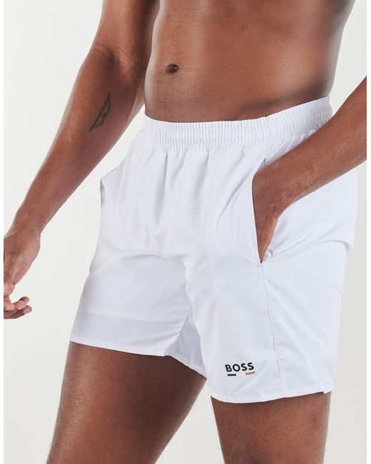 Boss White Trunks / Swim Shorts Swordfish for men