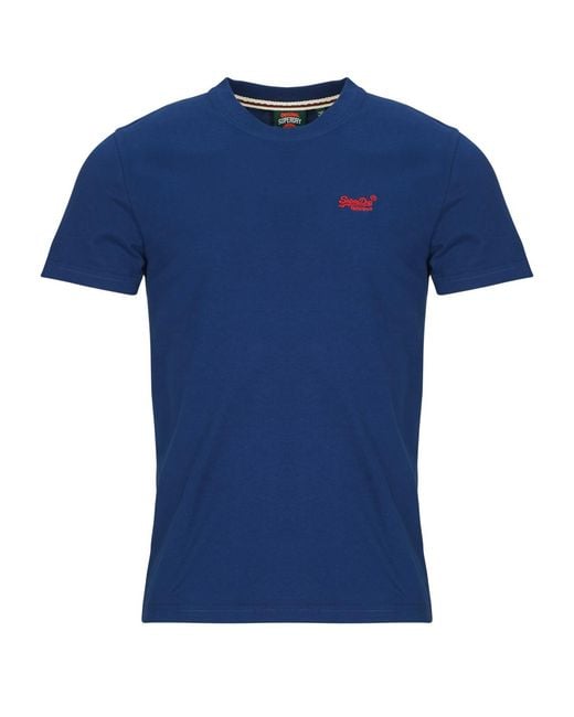 Superdry Blue T Shirt Essential Logo Emb Tee for men